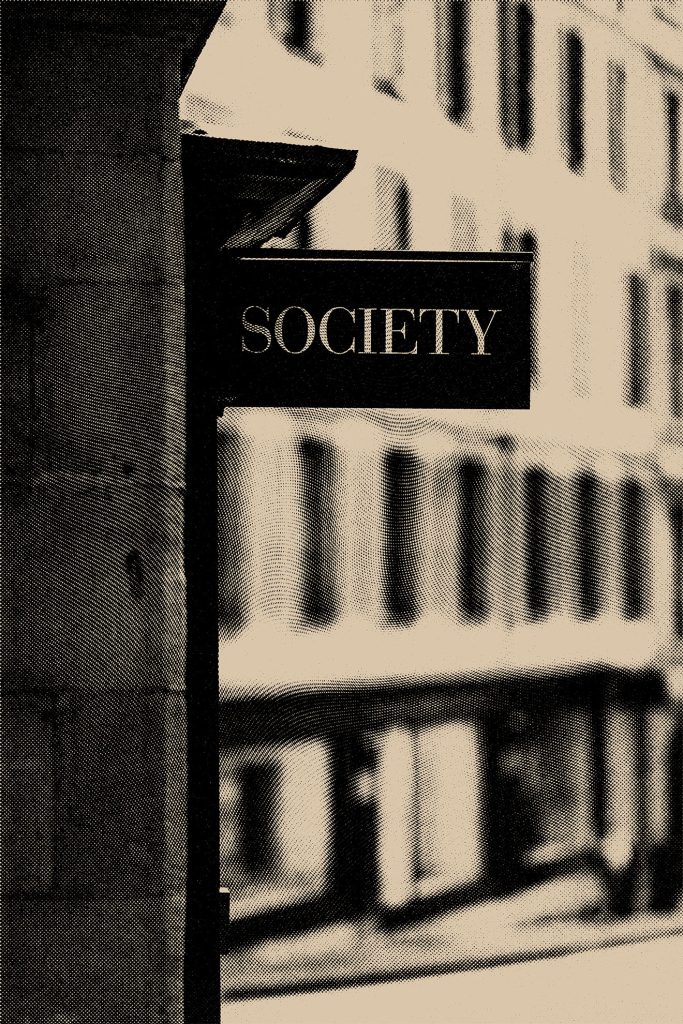 Illustration d'une rue avec le mot société